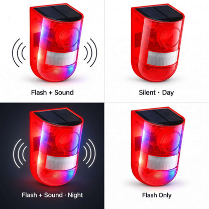 The four modes: flash and sound, silent day, flash and sound at night, flash only
